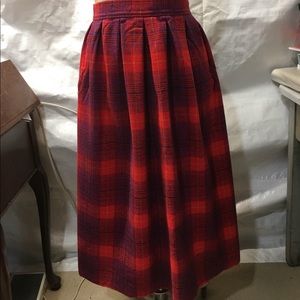 Pendleton wool skirt, red plaid